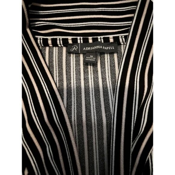 Adrianna Papell Women's Medium Black Striped Three-Quarter Cuff Blouse Shirt 265 - Picture 5 of 7